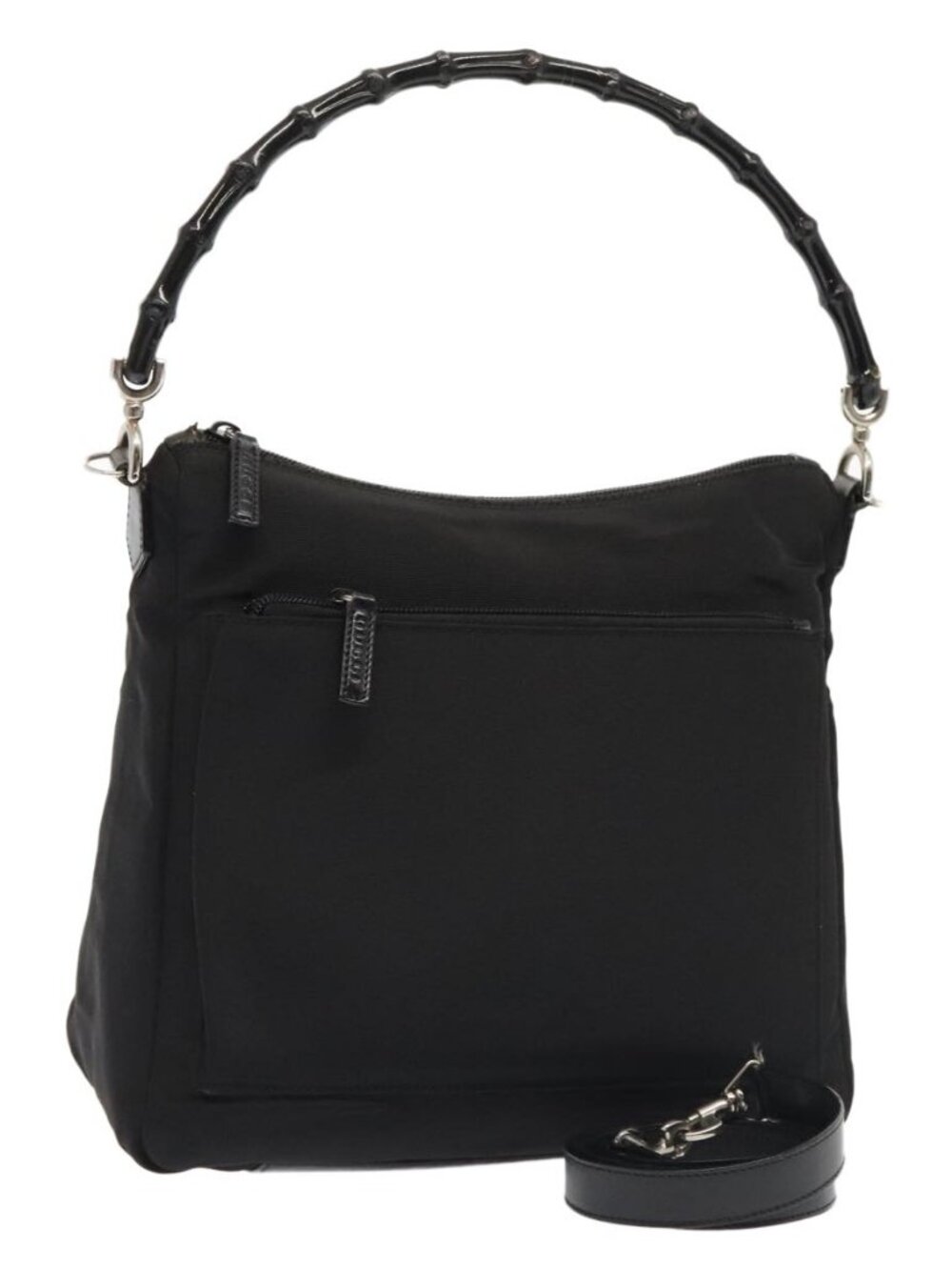 GUCCI Hand Bag Nylon 2way Black Silver 000 0509 Auth ep5500